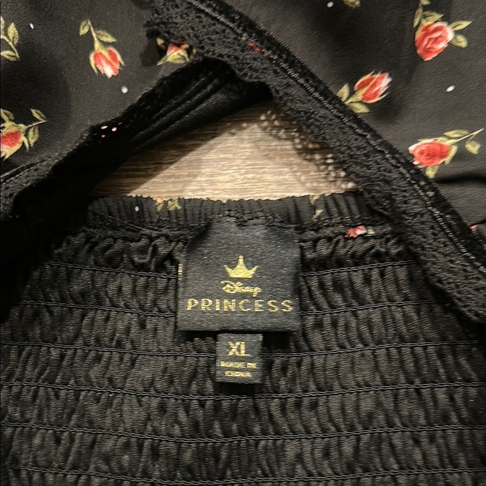 Disney Princess Floral Black rose Long Sleeve shorts Romper with belt Size XL - Picture 14 of 15